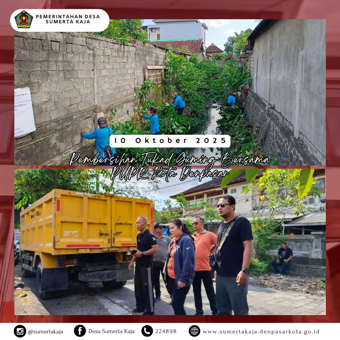 MELAKSANAKAN PEMBERSIHAN TUKAD GUMING BERSAMA PUPR KOTA DENPASAR